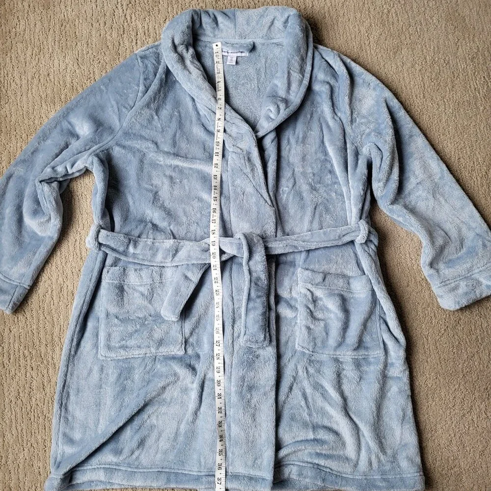 Women’s Mid-Length Plush Robe – Dusty Blue – Size XL – NWT